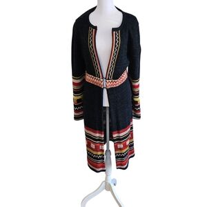 Peruvian Connection Alpaca Blend Long Line Sweater Coat Cardigan Duster, L